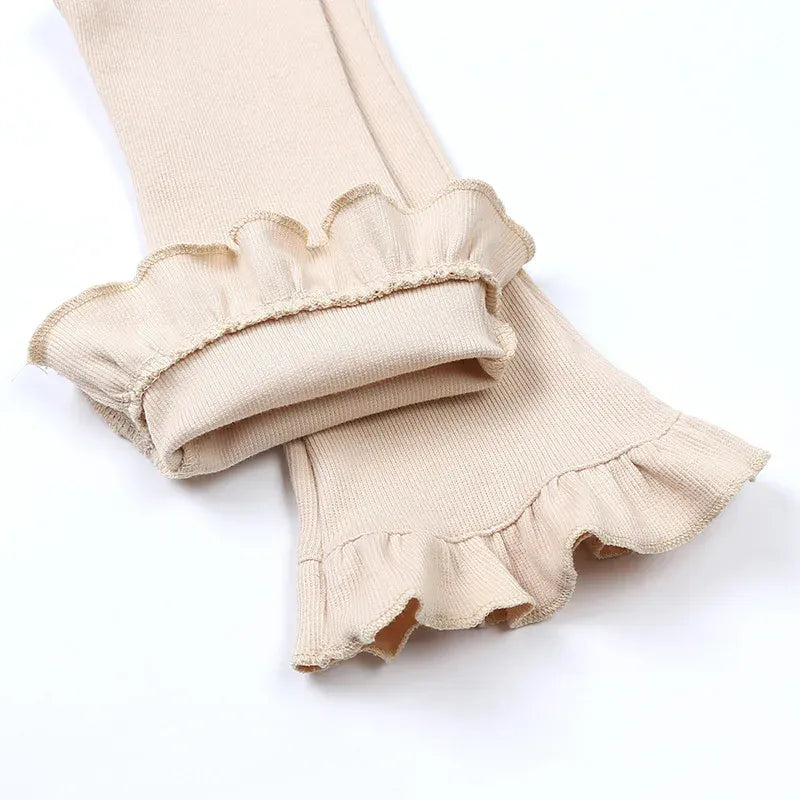 レギンスパンツ キッズパンツ 裾フリル フレアレギンス レギンスパンツ シンプルベーシック 7カラー