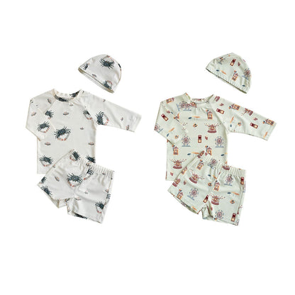 ベビー用水着 ボーイズ水着 7分丈セパレートスイムウェア ラッシュガード【mh0009301】