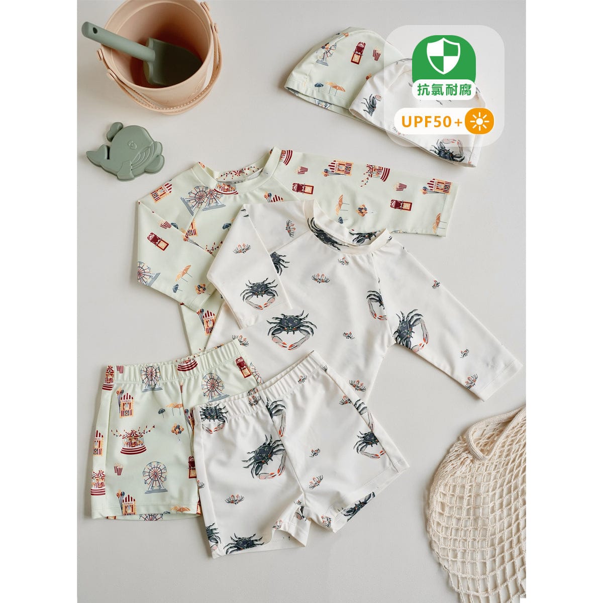 ベビー用水着 ボーイズ水着 7分丈セパレートスイムウェア ラッシュガード【mh0009301】