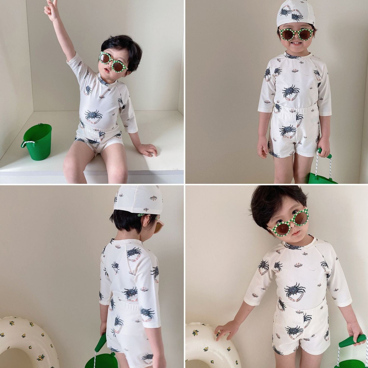 ベビー用水着 ボーイズ水着 7分丈セパレートスイムウェア ラッシュガード【mh0009301】