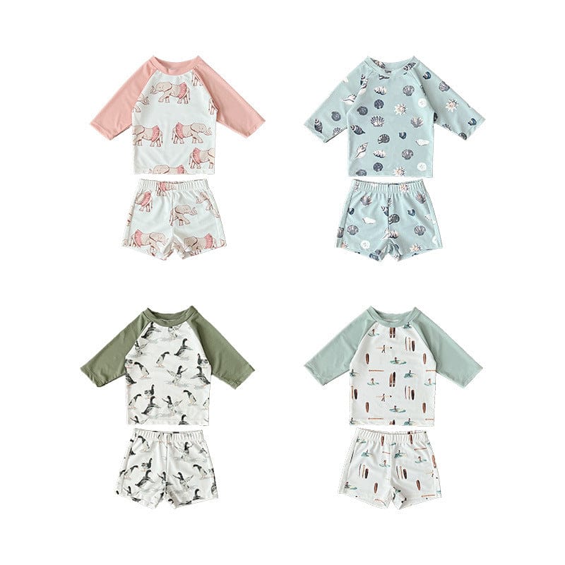 ベビー用水着 ボーイズ水着 7分丈セパレートスイムウェア ラッシュガード【mh0009356】