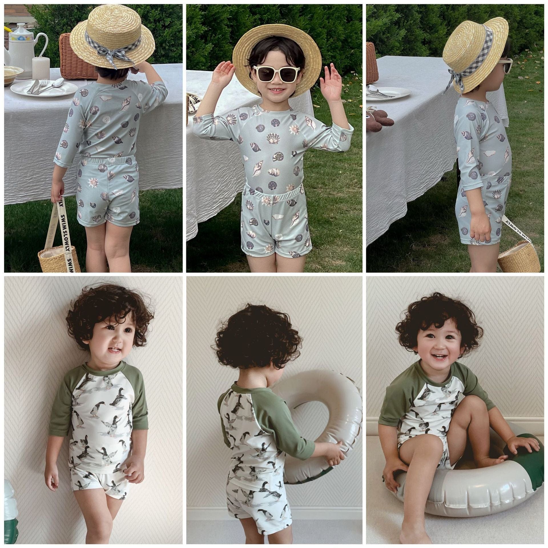 ベビー用水着 ボーイズ水着 7分丈セパレートスイムウェア ラッシュガード【mh0009356】