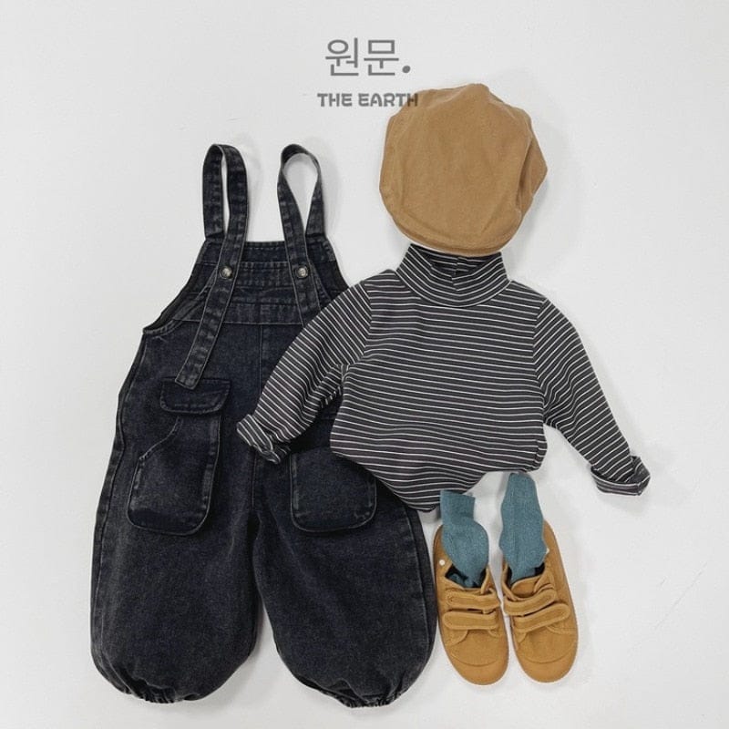 オーバーオール キッズ オーバーオール デニム サスペンダーパンツ サロペット ブラック ボーイズ 男の子 子供服 7829