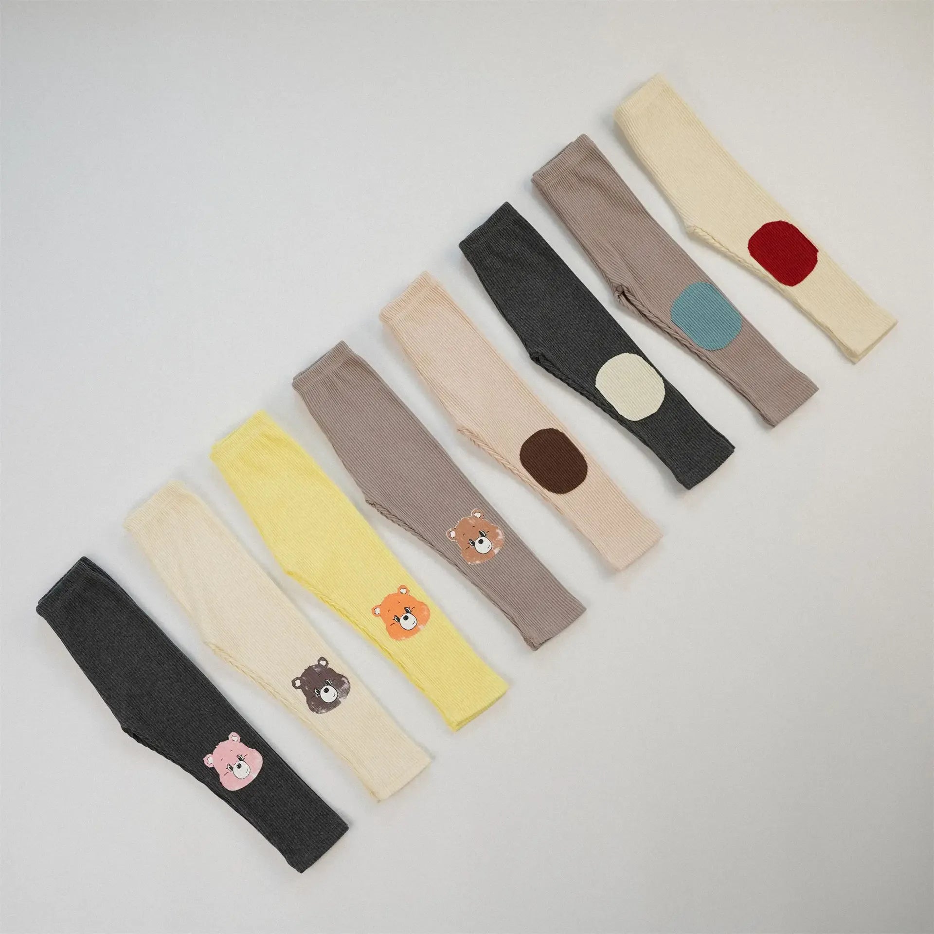 レギンスパンツ キッズパンツ カラフル膝パッチレギンスパンツ 8カラー