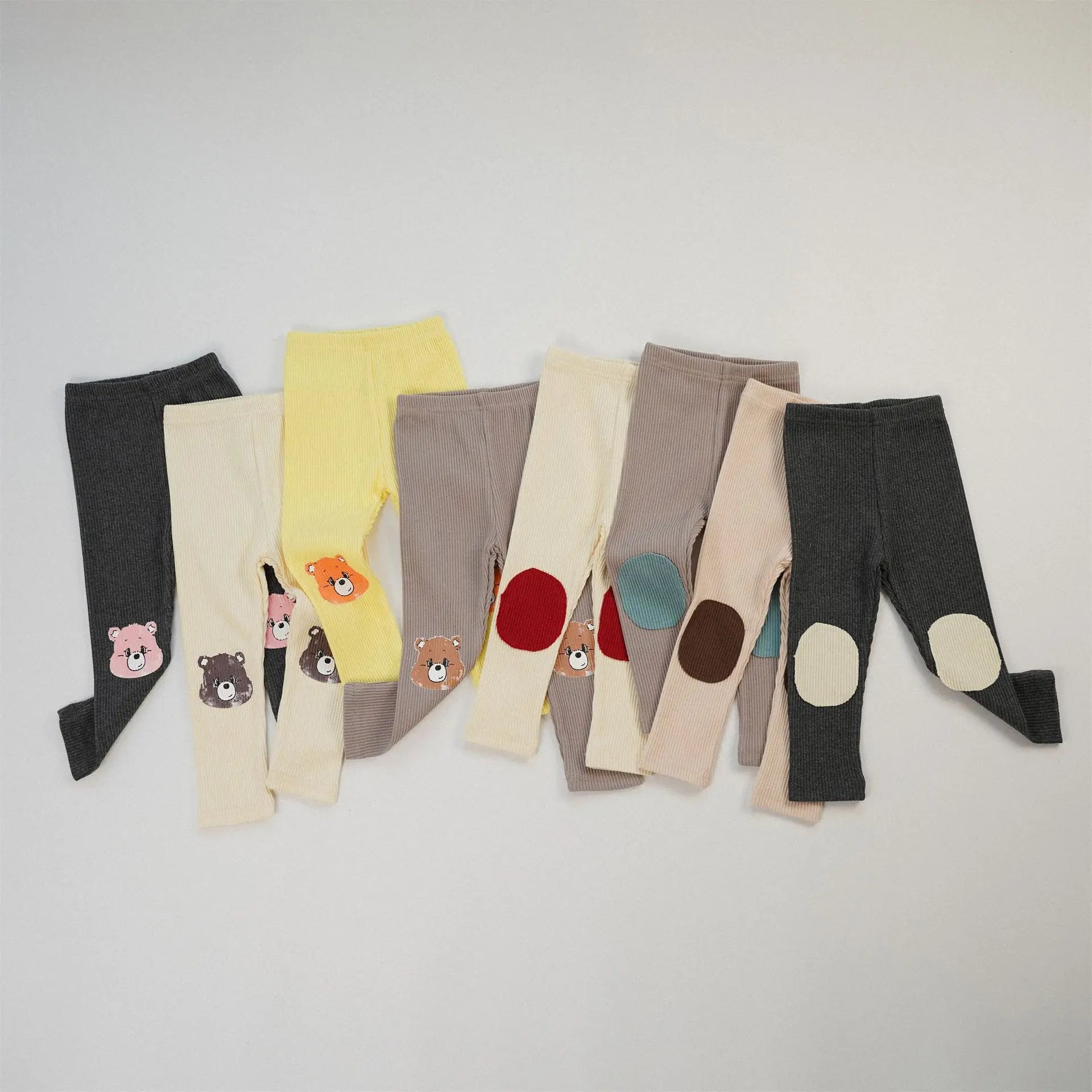 レギンスパンツ キッズパンツ カラフル膝パッチレギンスパンツ 8カラー