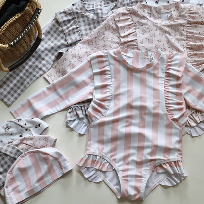 ベビー用水着 キッズ 水着 フラワー 花柄 長袖 ワンピース ビキニ セパレート 帽子 セット ラッシュガード スイムウェア 8スタイル ガールズ【mh0002218】