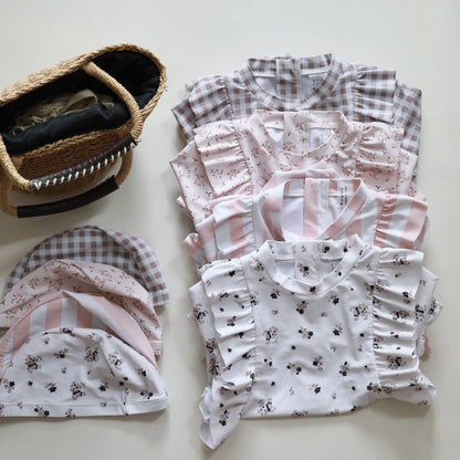 ベビー用水着 キッズ 水着 フラワー 花柄 長袖 ワンピース ビキニ セパレート 帽子 セット ラッシュガード スイムウェア 8スタイル ガールズ【mh0002218】