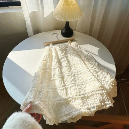 スカート キッズスカート フリルレース Aラインスカート ベージュ