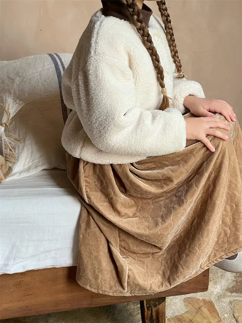 スカート キッズスカート キルティングスカート Aラインスカート ホワイト カーキ 2カラー ガールズ 女の子 子供服