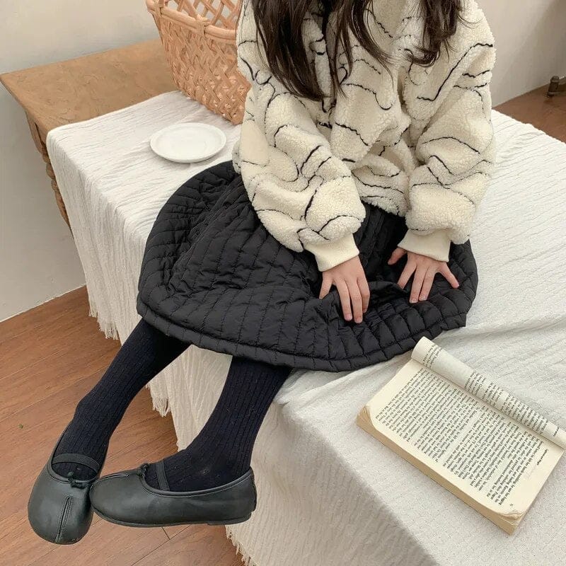スカート キッズスカート キルティング Aラインスカート ベージュ ブラック 2カラー ガールズ 女の子 子供服