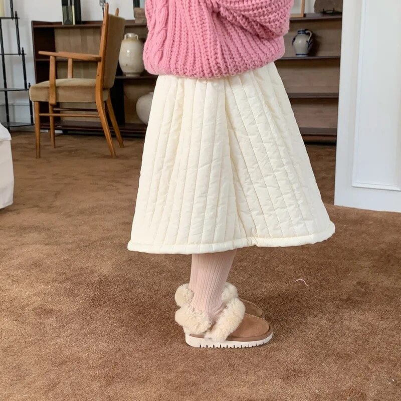 スカート キッズスカート キルティング Aラインスカート ベージュ ブラック 2カラー ガールズ 女の子 子供服