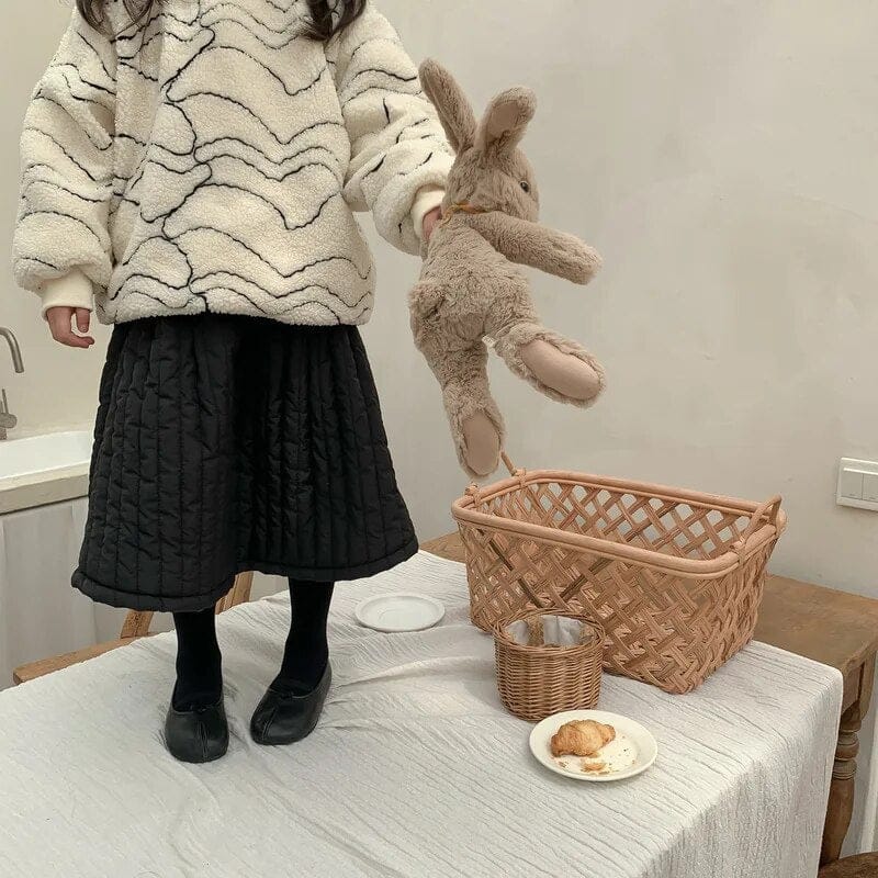 スカート キッズスカート キルティング Aラインスカート ベージュ ブラック 2カラー ガールズ 女の子 子供服
