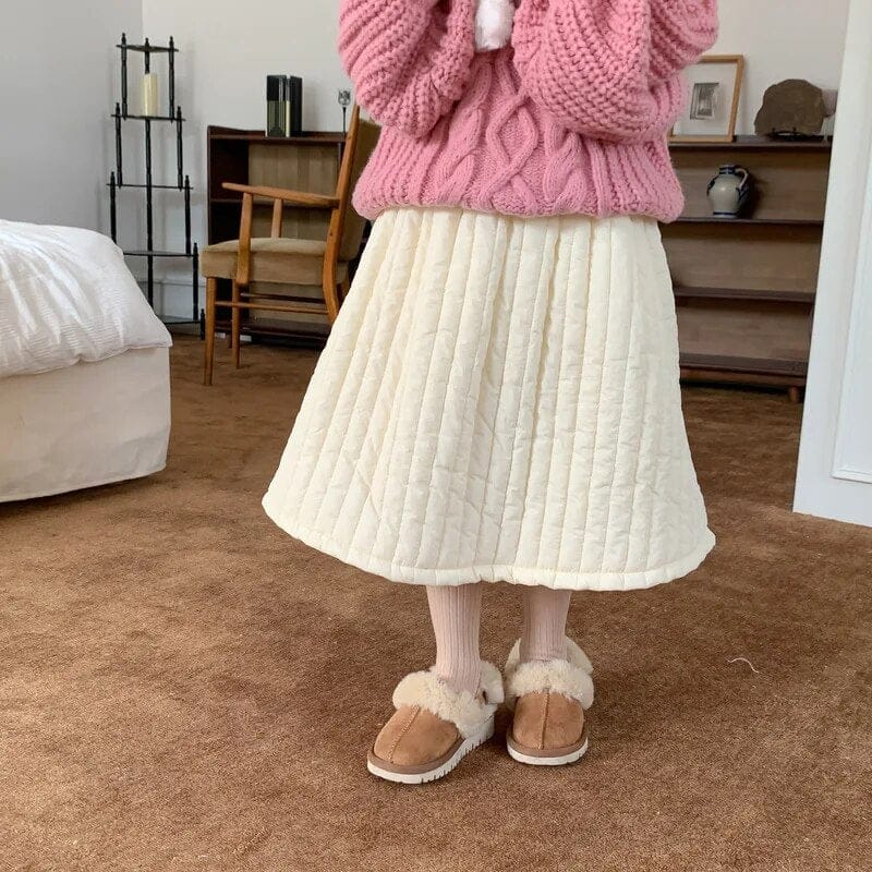 スカート キッズスカート キルティング Aラインスカート ベージュ ブラック 2カラー ガールズ 女の子 子供服