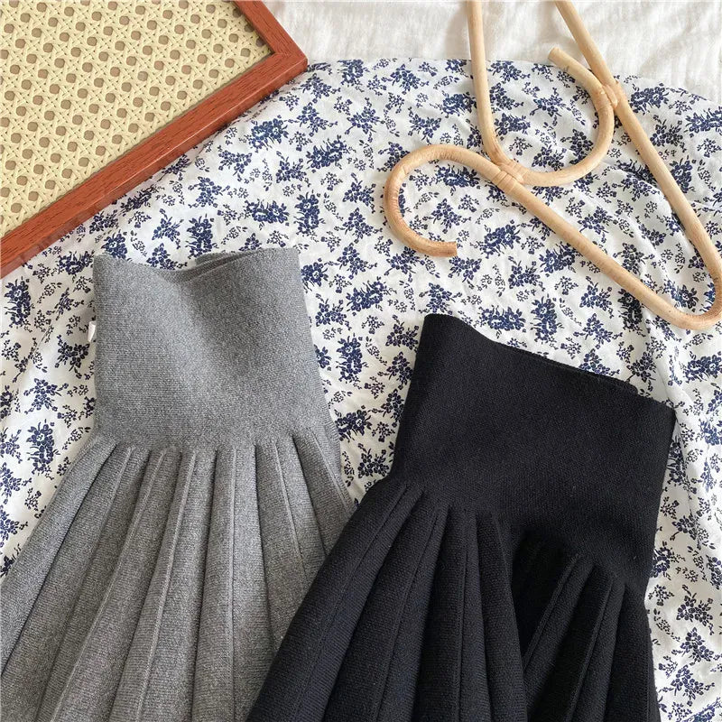 スカート キッズスカート ハイウェストプリーツ/Aラインニットミニスカート【mh0008054】