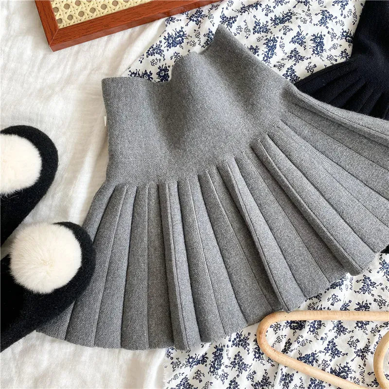 スカート キッズスカート ハイウェストプリーツ/Aラインニットミニスカート【mh0008054】