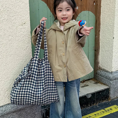 ショートコート・ジャケット・ジャンパー レースフリル付きフードジャケット ゆったりAラインアウター【mh0011057】