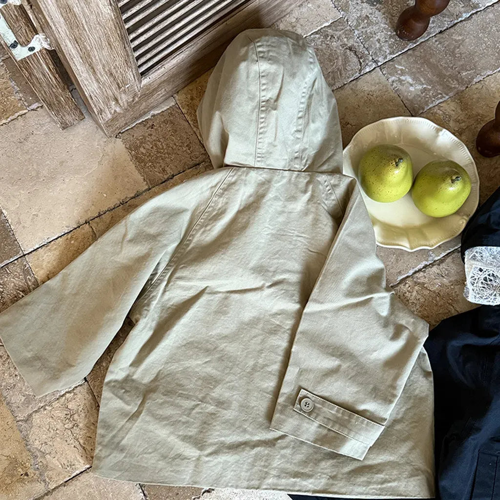 ショートコート・ジャケット・ジャンパー レースフリル付きフードジャケット ゆったりAラインアウター【mh0011057】