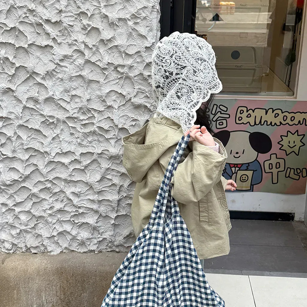 ショートコート・ジャケット・ジャンパー レースフリル付きフードジャケット ゆったりAラインアウター【mh0011057】