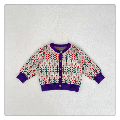 ロンパースセットアップ a piece of sweater / 6M (66cm) ベビーセットアップ 2点セット ニットカーディガンジャケット ノースリーブロンパース サスペンダーロンパース 北欧風フラワー花柄