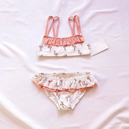 ベビー用水着 A / size 2(2-3 years) キッズ水着 ビキニセット セパレート フラミンゴ ヒトデ スターフィッシュ ピンク【mh0005129】