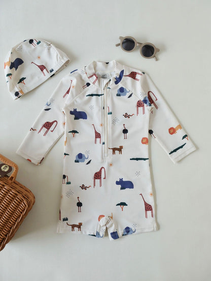 ベビー用水着 Animal Farm / 80 ボーイズ水着 半袖つなぎスイムウェア ラッシュガード【mh0009360】