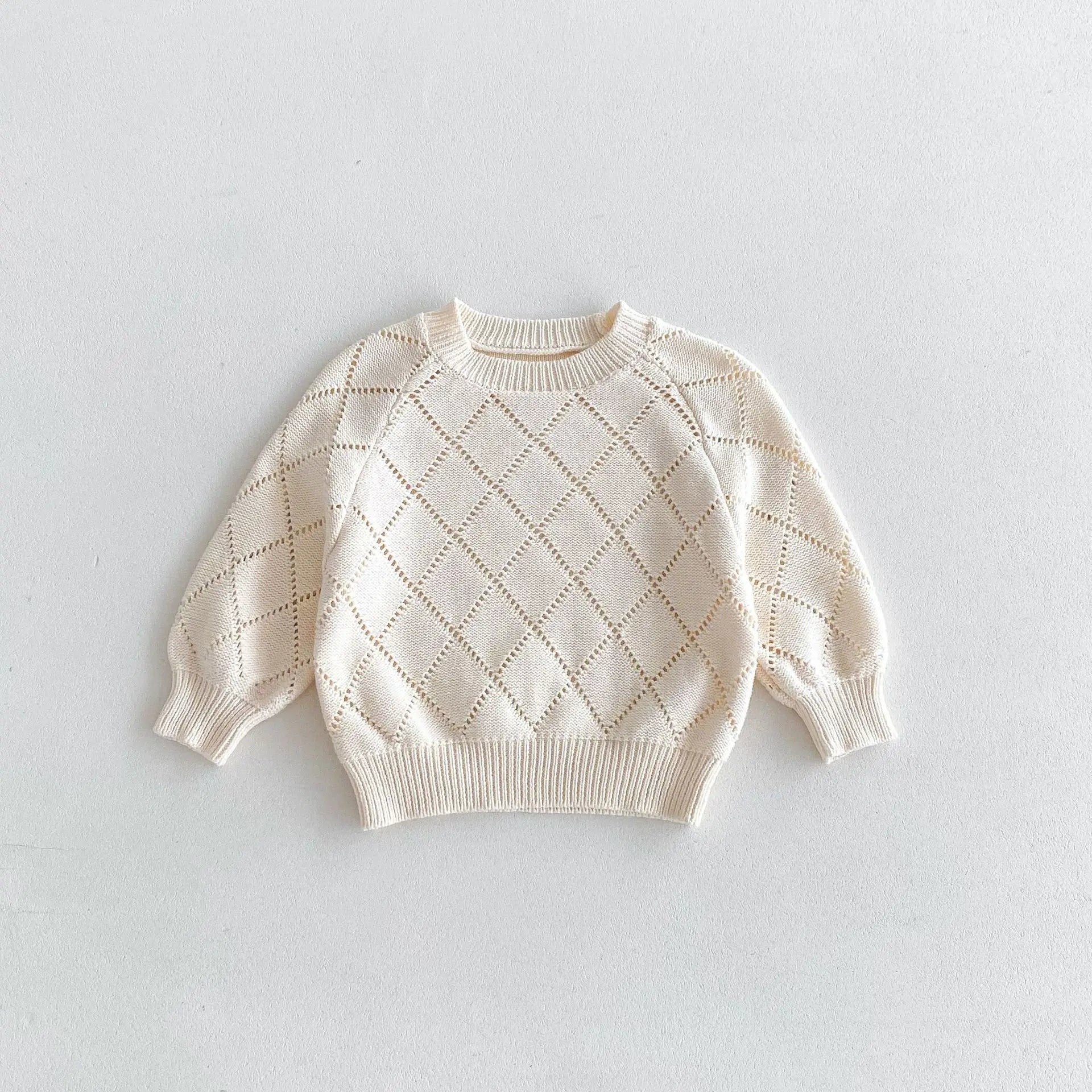 ニット・セーター apricot / 12M  80CM キッズトップス ニットセーター レースニット ダイヤチェック アプリコット