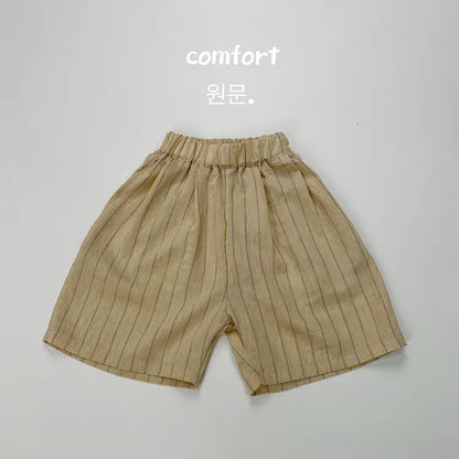 ハーフパンツ・ショートパンツ apricot / 12M  80cm キッズパンツ ルーズハーフパンツ ショートパンツ ストライプ 2カラー