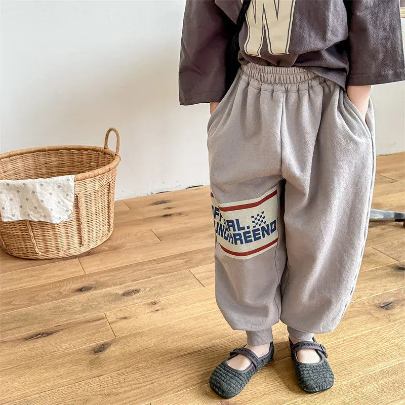 ロングパンツ・スウェットパンツ apricot / 12M  80cm キッズパンツ スウェットパンツ ルーズロングパンツ レターロゴプリント 2カラー