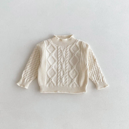 ニット・セーター apricot / 12M  80CM キッズトップス ニットハイネックセーター アランニット ケーブル編み ボトルネック 3カラー