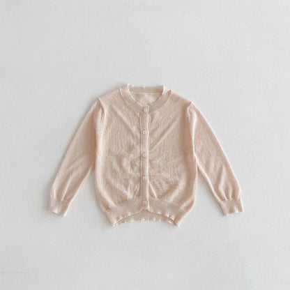 カーディガン・パーカー apricot / 12M  80cm / 取り寄せ（7〜21日） キッズカーディガン サマーカーディガンジャケット 薄手 シンプルベーシック 日除け クーラー冷房対策 5カラー