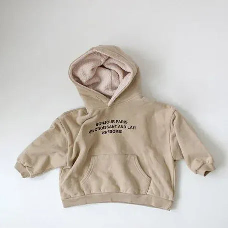トレーナー・フーディ Apricot / 12M  80CM キッズトップス レターロゴプリントフーディ長袖スウェットパーカー【mh0008354】