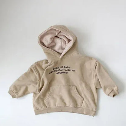 トレーナー・フーディ Apricot / 12M  80CM キッズトップス レターロゴプリントフーディ長袖スウェットパーカー【mh0008354】