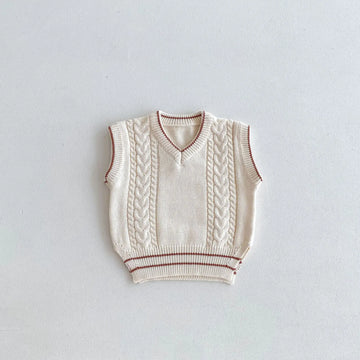 ベスト apricot / 12M  80CM キッズベスト ニットVネックベスト スクールスタイル アプリコット