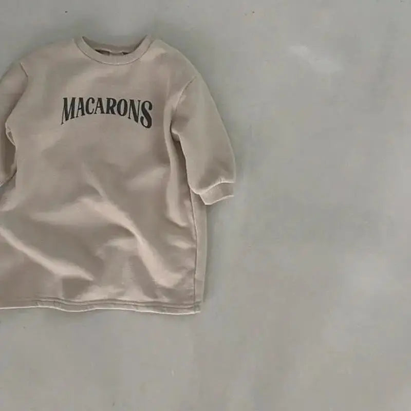 長袖ワンピース Apricot / 24M  90CM キッズワンピース レターロゴプリントスウェット長袖ロングトレーナーワンピース【mh0008097】