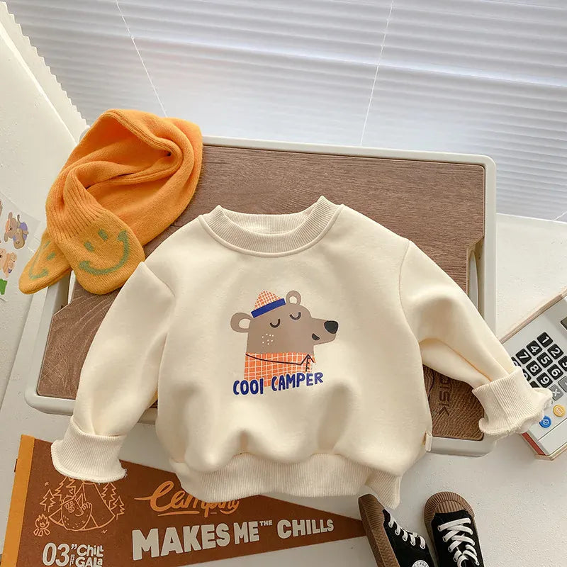 トレーナー・フーディ Apricot / 24M  90CM キッズトップス プリント裏フリース長袖スウェットトレーナー【mh0008222】