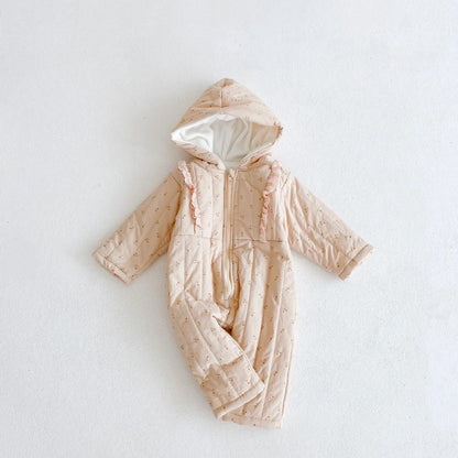 アウタージャンプスーツ Apricot / 66cm ベビー ハート さくらんぼ チェリー フーディ アウター ジャンプスーツ【mh0000307】