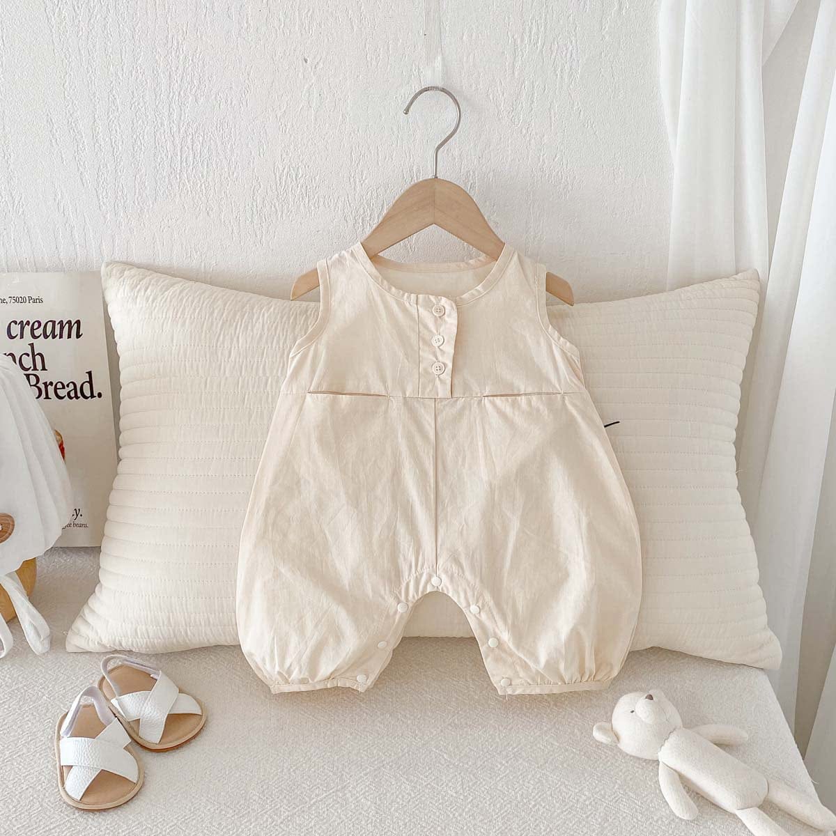 ノースリーブジャンプスーツ Apricot / 66cm シンプルノースリーブジャンプスーツロンパース【mh0009756】