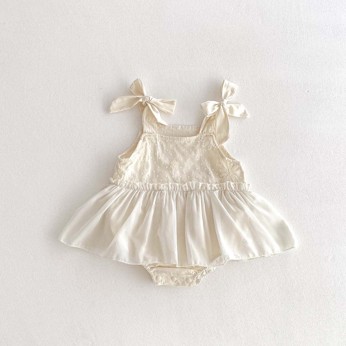 ノースリーブロンパース Apricot / 66cm リボンキャミソールノースリーブスカートロンパース【mh0010314】