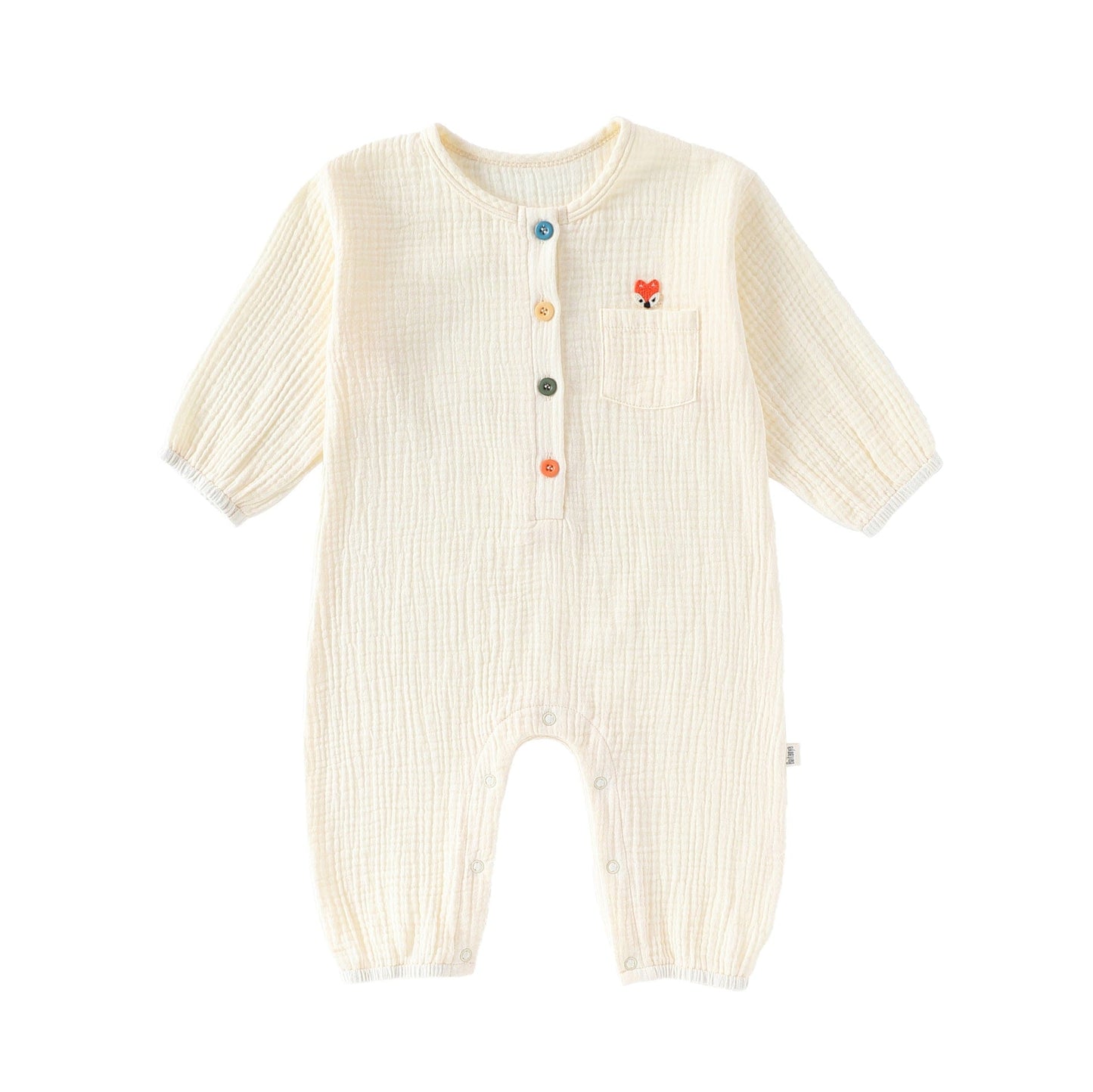 長袖ロンパース Apricot / 66cm ワンポイント刺繍長袖ロンパース【mh0010726】