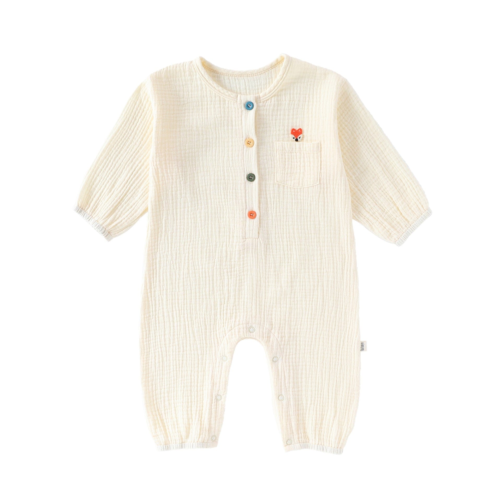 長袖ロンパース Apricot / 66cm ワンポイント刺繍長袖ロンパース【mh0010726】