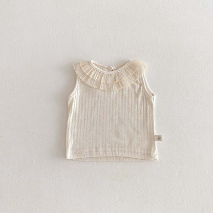 タンクトップ・キャミソール・ノースリーブトップス Apricot / 66cm ラッフル襟ノースリーブTシャツ【mh0010342】