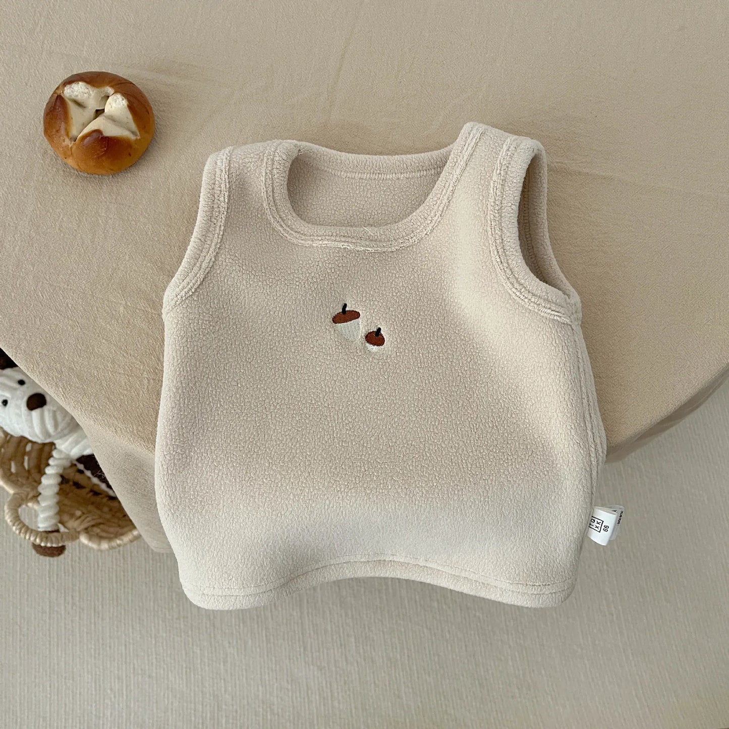 ベスト Apricot / 6M  66CM ベビーベスト ワンポイント刺繍フリースベスト【mh0008037】