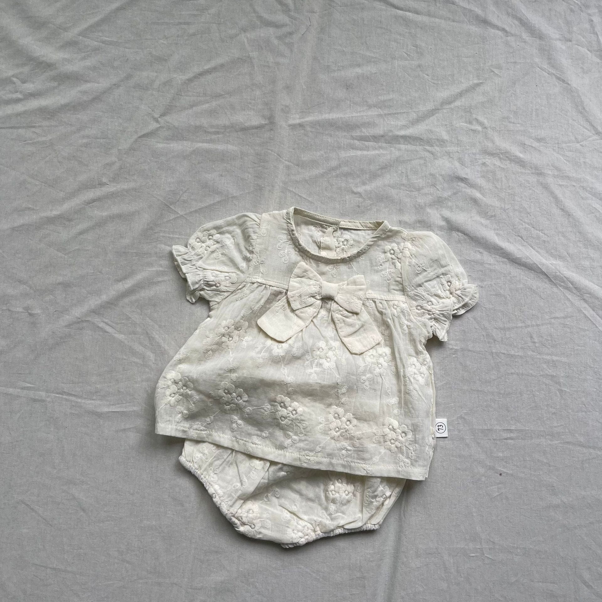 半袖セットアップ Apricot / 73cm 半袖セットアップ レースリボン半袖ブラウス+ブルマパンツ【mh0009272】