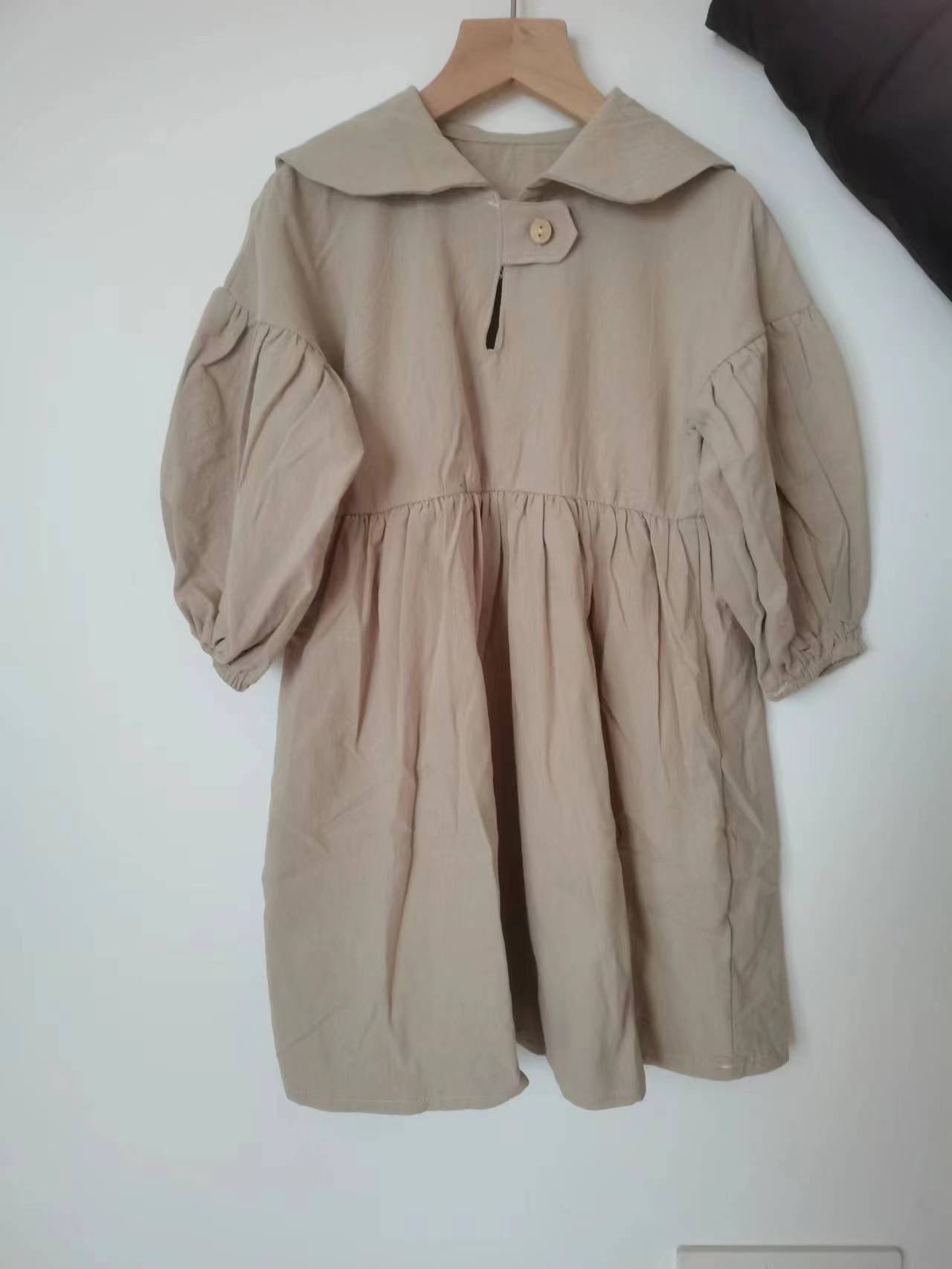 半袖ワンピース apricot / 80cm キッズ セーラーカラー 半袖 パフスリーブ お出かけ ワンピース ガールズ 1866C