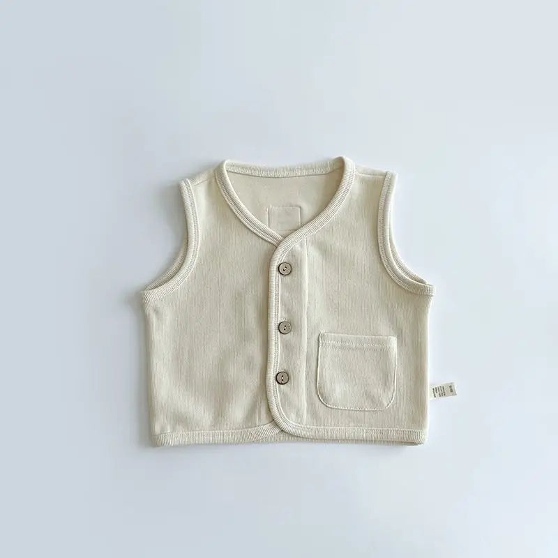 ベスト Apricot / 80cm 9-12M キッズベスト シンプル前あきベストトップス 3カラー【mh0007494】