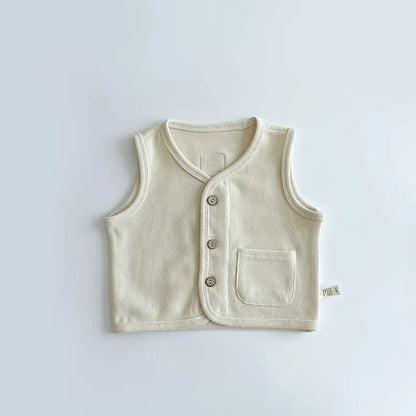 ベスト Apricot / 80cm 9-12M キッズベスト シンプル前あきベストトップス 3カラー【mh0007494】