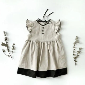 半袖ワンピース Apricot / 80cm 9-12M キッズワンピース フリルスリーブ 半袖 ドレスワンピース バックリボン お出かけ【mh0005141】