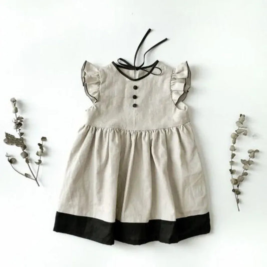 半袖ワンピース Apricot / 80cm 9-12M キッズワンピース フリルスリーブ 半袖 ドレスワンピース バックリボン お出かけ【mh0005141】