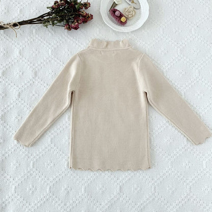 ニット・セーター Apricot / 90cm キッズ ニット フリルカラー カットソー Tシャツ トップス