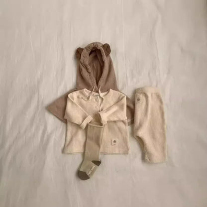 長袖パジャマ Apricot / 9M  73CM ベビーセットアップ 2点セット シンプルパジャマセット 長袖Tシャツ+ロングパンツ【mh0008118】